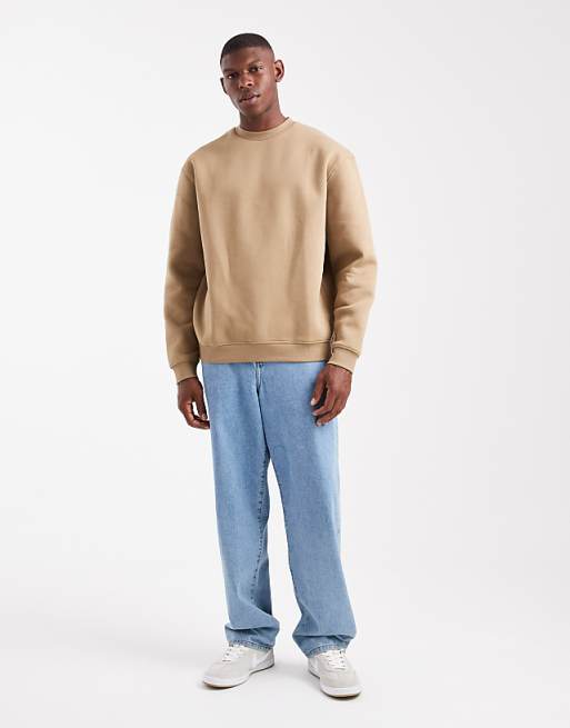 DESIGN Essentials Relaxed Fit Sweatshirt In Light Brown