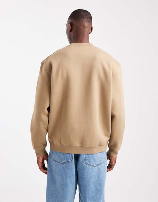 DESIGN Essentials Relaxed Fit Sweatshirt In Light Brown