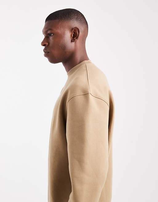 DESIGN Essentials Relaxed Fit Sweatshirt In Light Brown