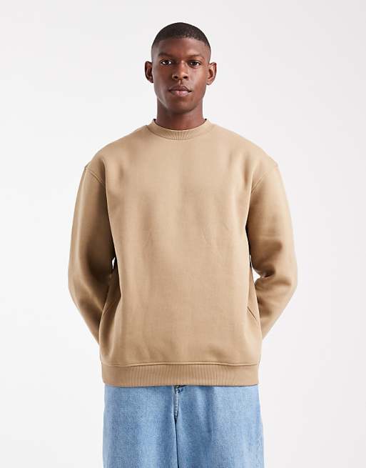 DESIGN essentials relaxed fit sweatshirt in light brown