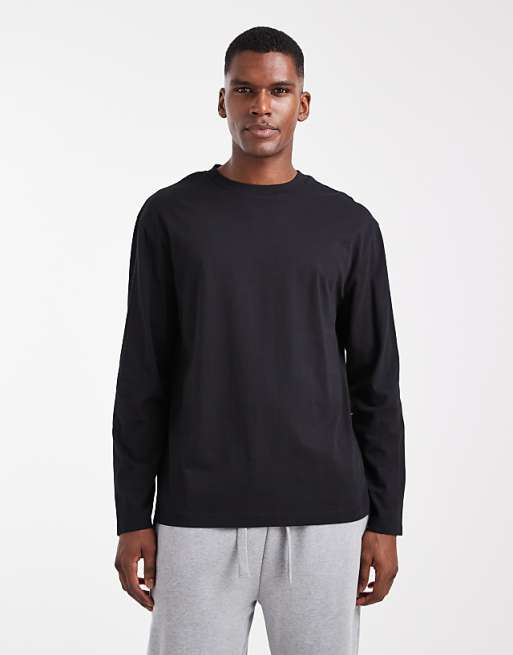 DESIGN Essentials relaxed long sleeve t-shirt in black