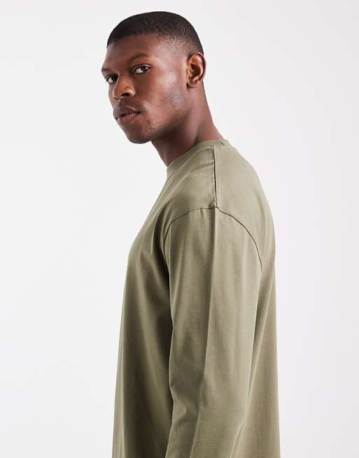 DESIGN Essentials Relaxed Long Sleeve T-shirt In Khaki
