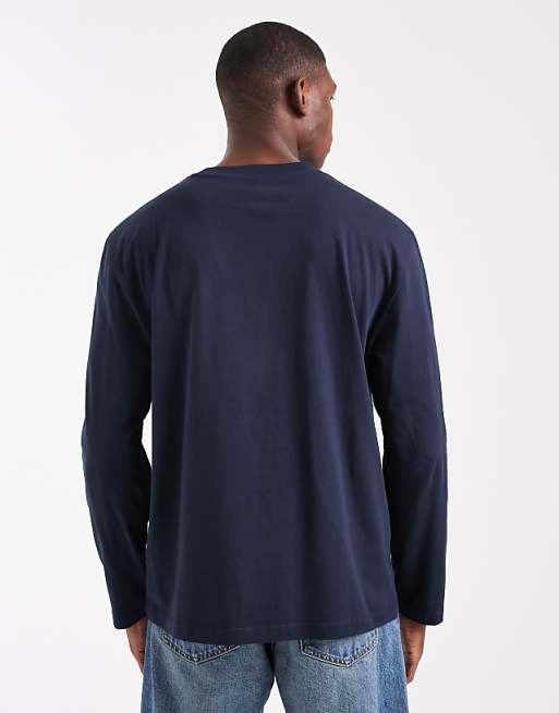 DESIGN Essentials Relaxed Long Sleeve T-shirt In Navy