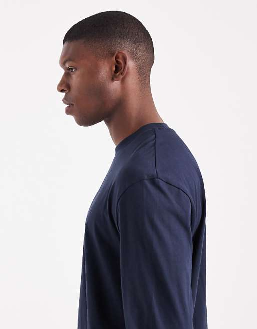 DESIGN Essentials Relaxed Long Sleeve T-shirt In Navy