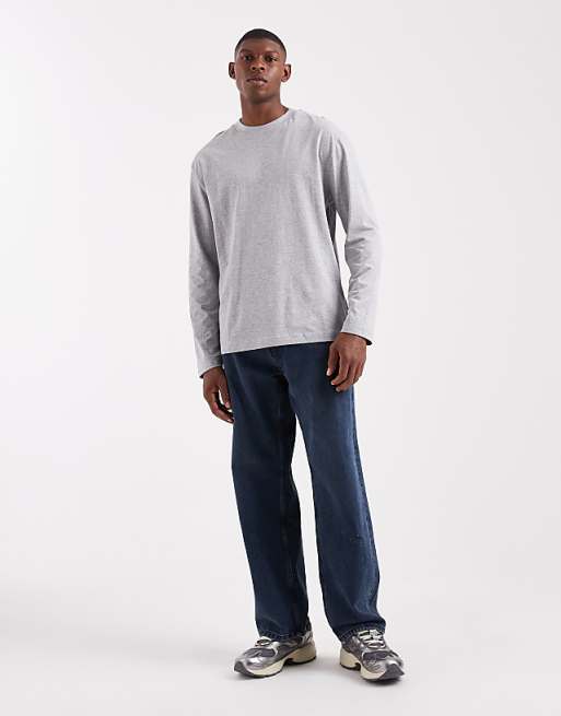 DESIGN Essentials Relaxed Long Sleeve T-shirt In Grey Marl