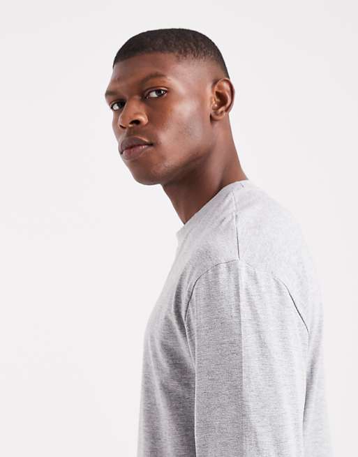 DESIGN Essentials Relaxed Long Sleeve T-shirt In Grey Marl
