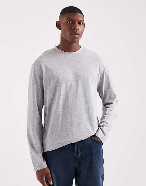 DESIGN Essentials relaxed long sleeve t-shirt in grey marl