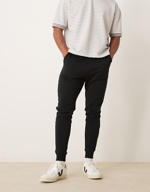 DESIGN essentials slim joggers in black