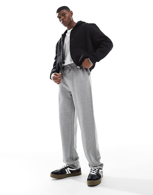 DESIGN essentials straight leg joggers in grey marl