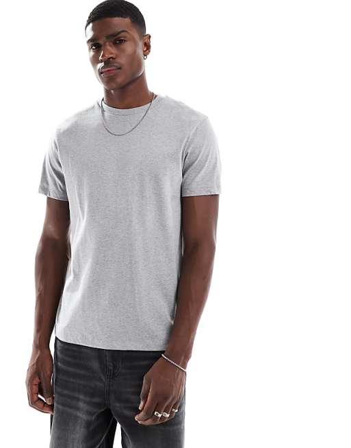 DESIGN Essentials T-shirt With Crew Neck In Grey Marl