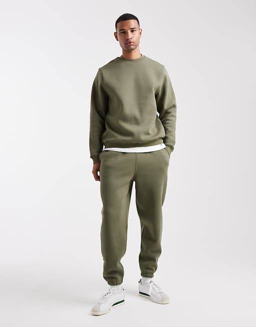 DESIGN essentials tapered jogger in khaki