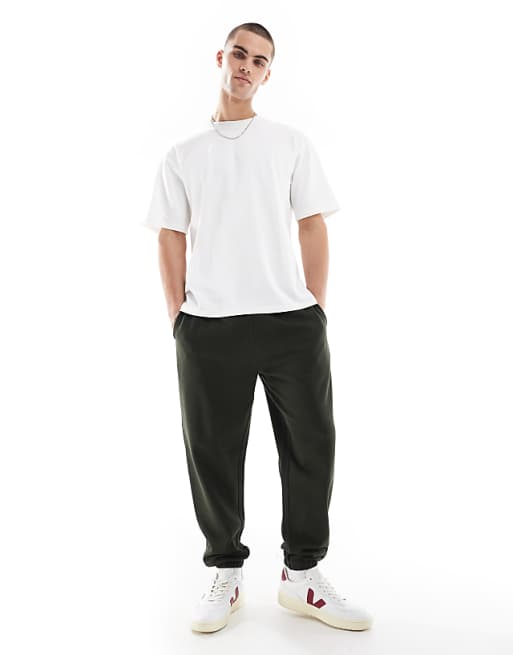 DESIGN essentials tapered joggers in dark green