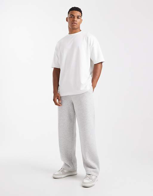 DESIGN Essentials Wide Leg Jogger In White Marl