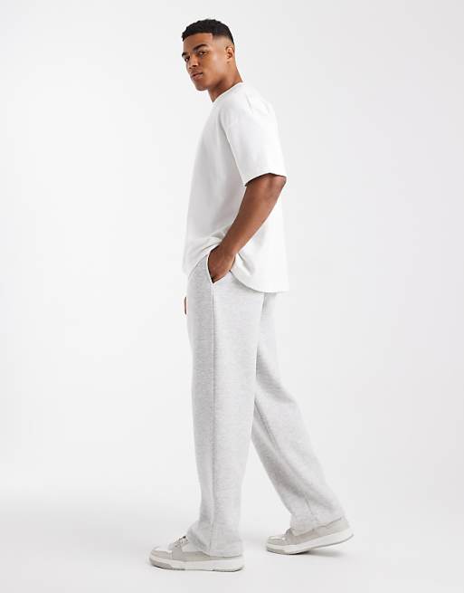 DESIGN Essentials Wide Leg Jogger In White Marl