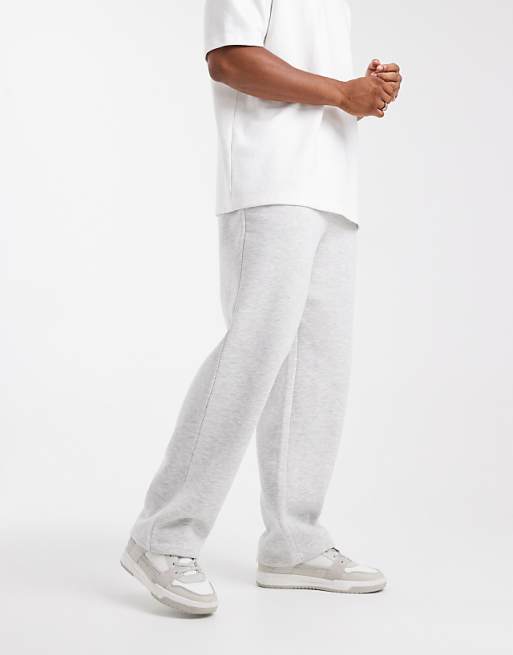DESIGN essentials wide leg jogger in white marl