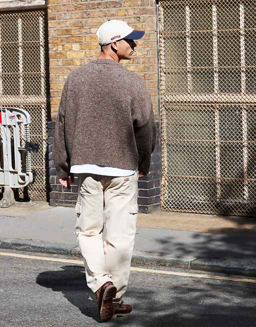 DESIGN Extreme Oversized Boxy Fit Knitted Jumper In Brown Marl