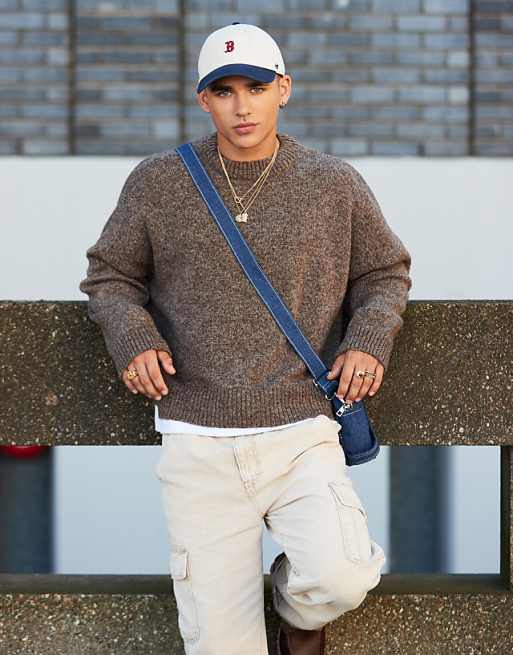 DESIGN Extreme Oversized Boxy Fit Knitted Jumper In Brown Marl