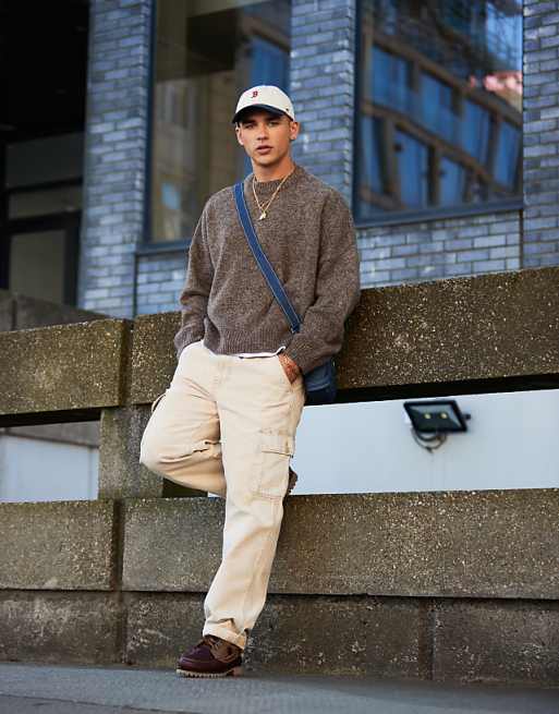 DESIGN extreme oversized boxy fit knitted jumper in brown marl