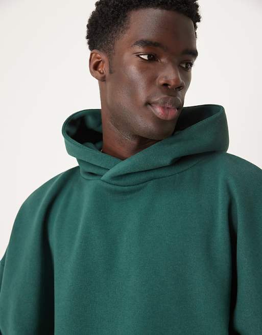 DESIGN Extreme Oversized Boxy Hoodie With Underarm Panels In Dark Green