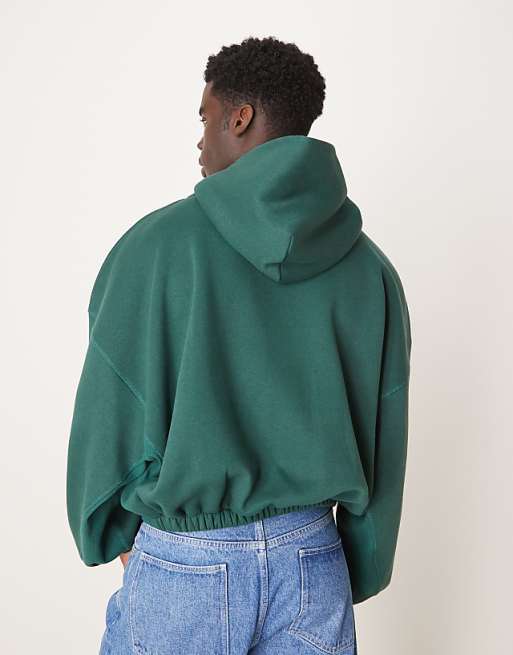 DESIGN Extreme Oversized Boxy Hoodie With Underarm Panels In Dark Green