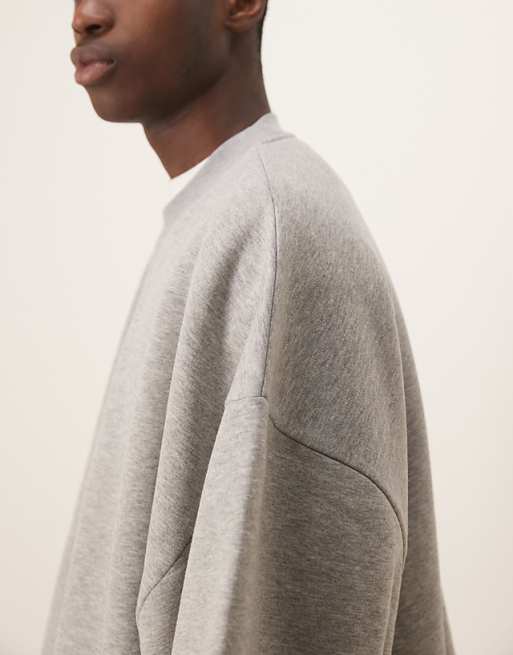 DESIGN Extreme Oversized Co-ord Short Sleeve Sweatshirt In Grey Marl