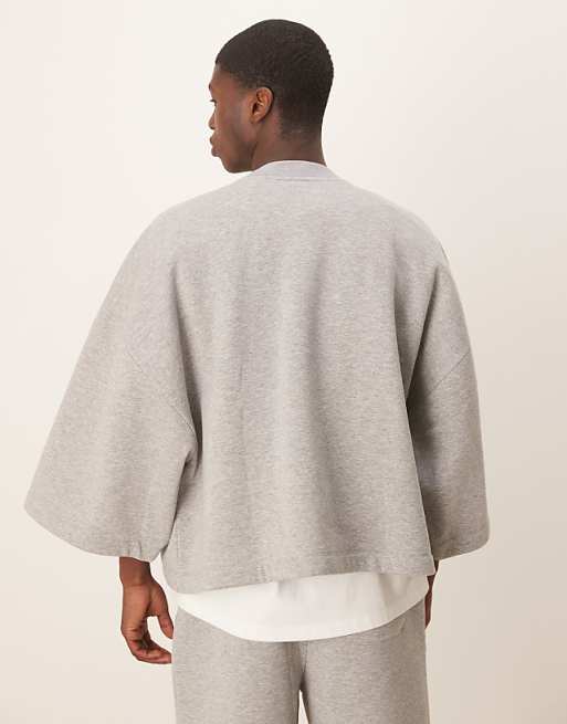 DESIGN Extreme Oversized Co-ord Short Sleeve Sweatshirt In Grey Marl