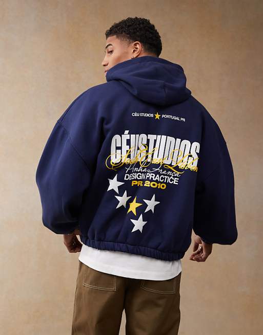 DESIGN Extreme Oversized Hoodie With Back Print In Navy