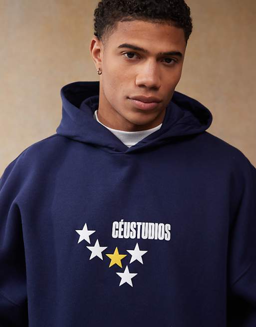 DESIGN Extreme Oversized Hoodie With Back Print In Navy