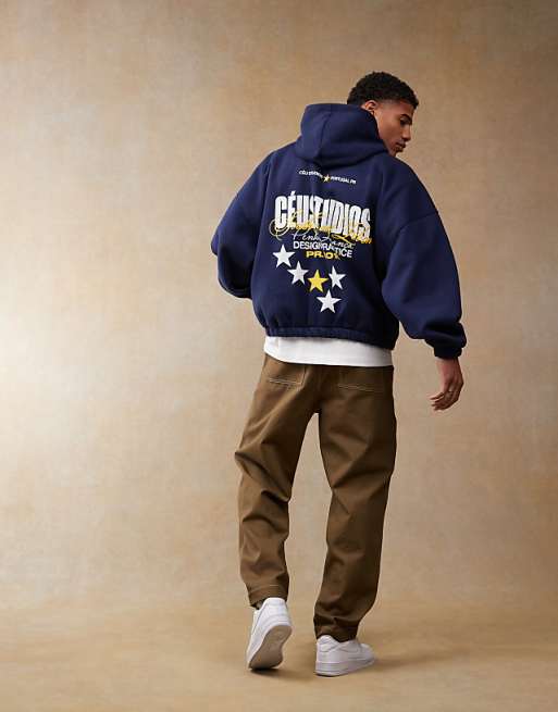 DESIGN Extreme Oversized Hoodie With Back Print In Navy