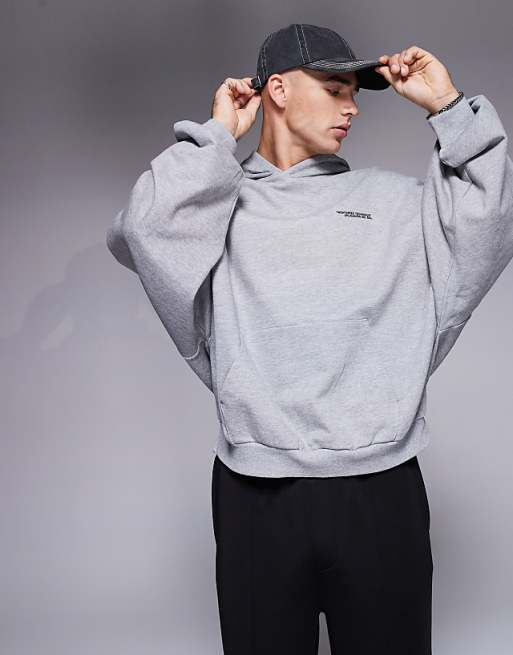 DESIGN Extreme Oversized Sweatshirt With Souvenir Prints In Grey Marl