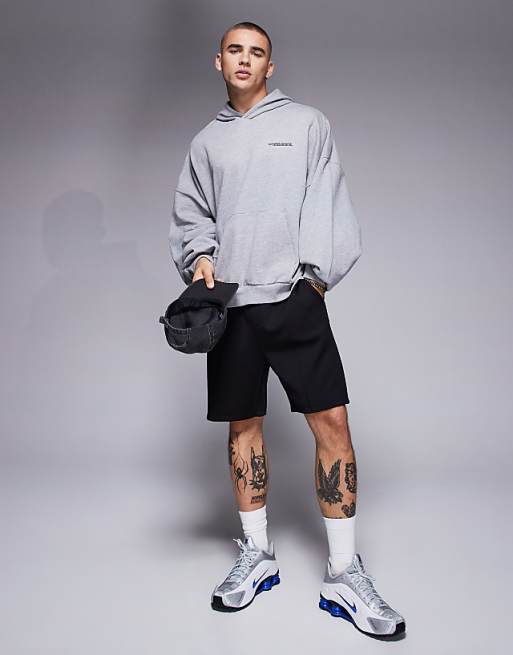 DESIGN Extreme Oversized Sweatshirt With Souvenir Prints In Grey Marl