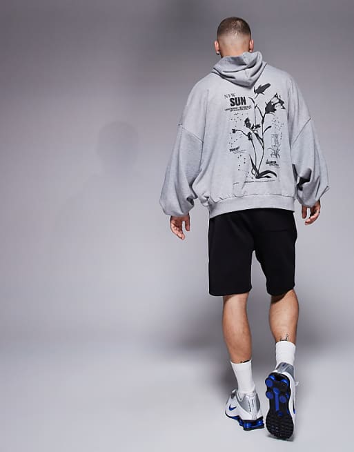 DESIGN Extreme Oversized Sweatshirt With Souvenir Prints In Grey Marl