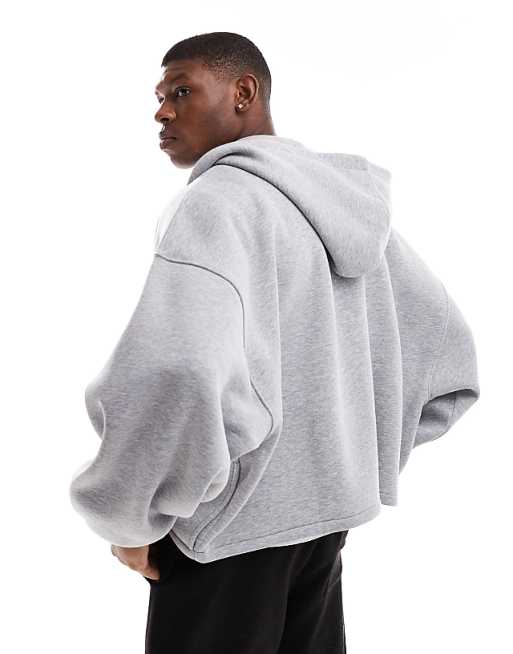 DESIGN Extreme Oversized Zip Through Hoodie In Grey Marl