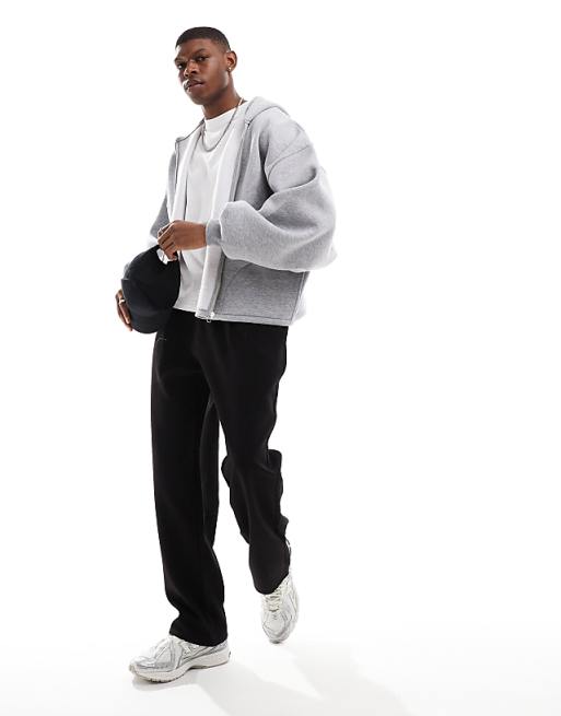 DESIGN Extreme Oversized Zip Through Hoodie In Grey Marl