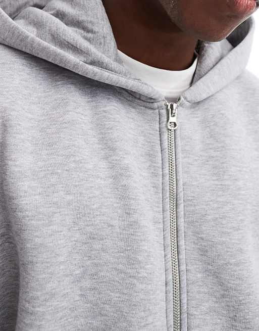 DESIGN Extreme Oversized Zip Through Hoodie In Grey Marl