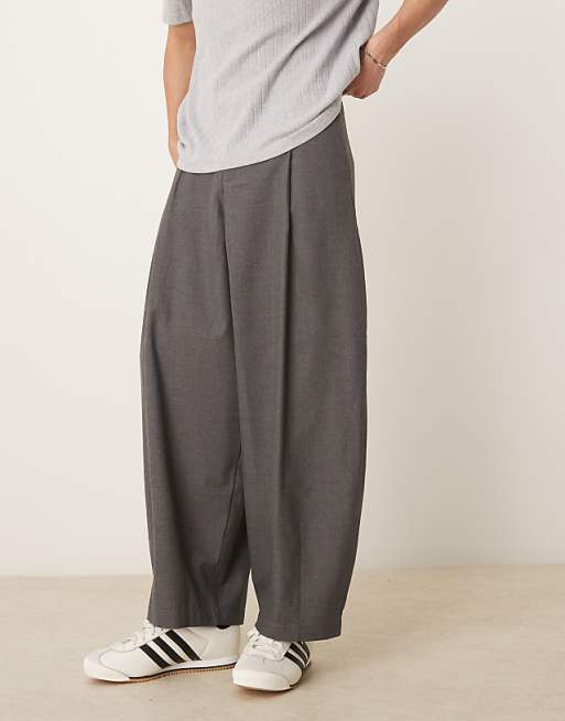DESIGN Extreme Tapered Trouser With Darts In Charcoal