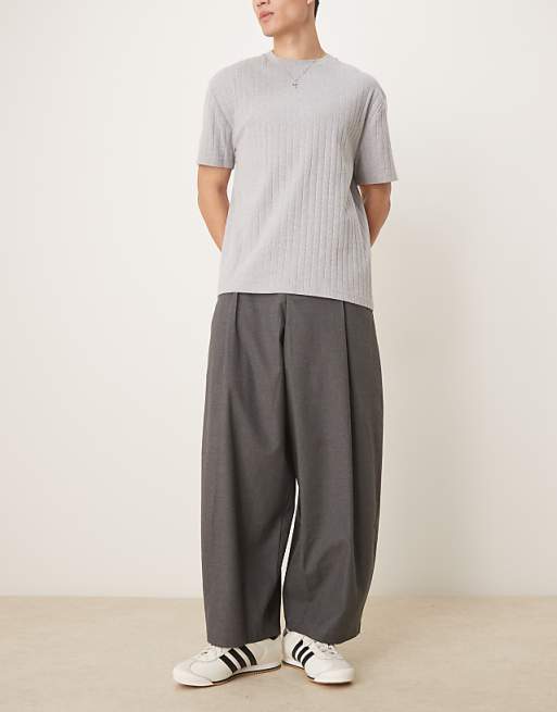 DESIGN extreme tapered trouser with darts in charcoal