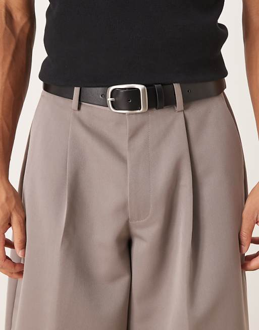 DESIGN faux leather smart belt in black