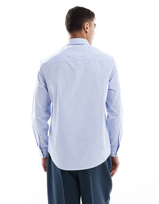 DESIGN Formal Check Regular Shirt In Blue
