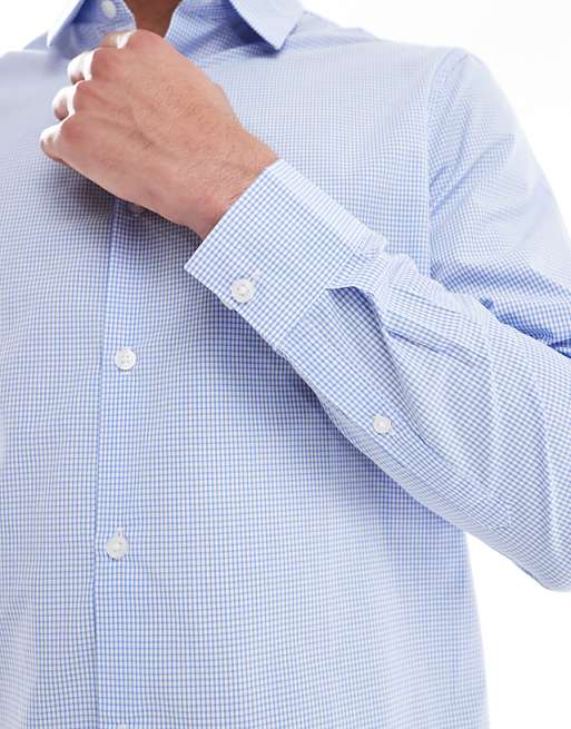 DESIGN Formal Check Regular Shirt In Blue