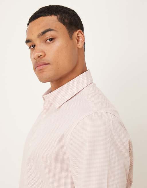 DESIGN Formal Check Regular Shirt In Pink