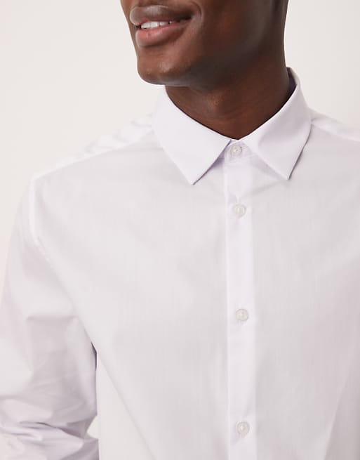 DESIGN Formal Easy Iron Poplin Regular Shirt In White
