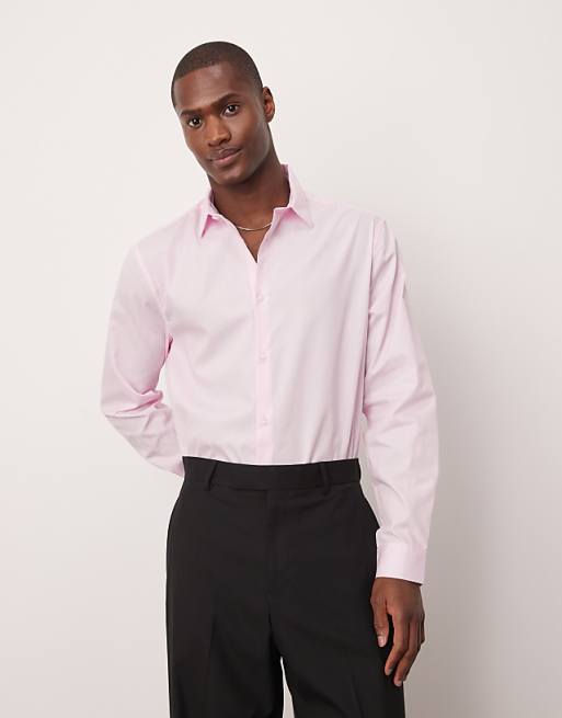 DESIGN Formal Easy Iron Poplin Regular Shirt In Light Pink
