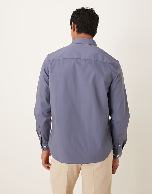 DESIGN Formal Easy Iron Poplin Regular Shirt In Steel Blue