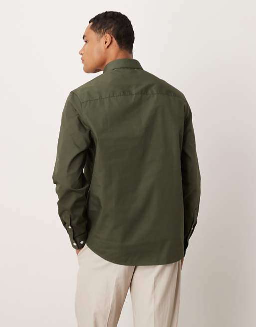 DESIGN Formal Easy Iron Poplin Regular Shirt In Dark Green