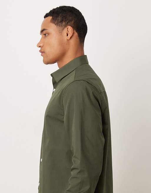 DESIGN Formal Easy Iron Poplin Regular Shirt In Dark Green
