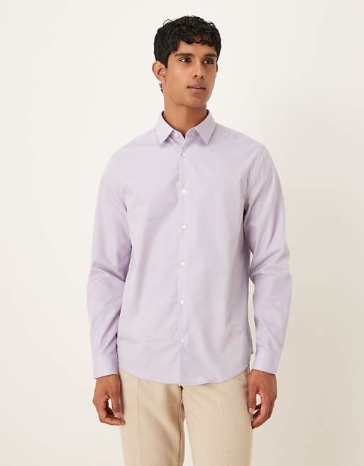DESIGN Formal Easy Iron Poplin Regular Shirt In Lilac