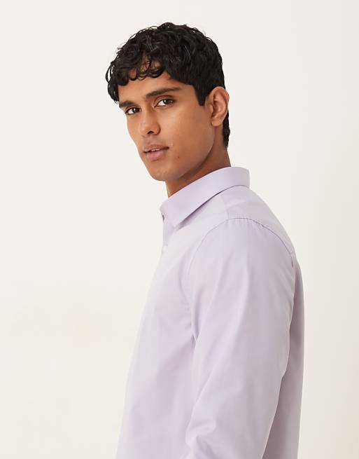DESIGN Formal Easy Iron Poplin Regular Shirt In Lilac
