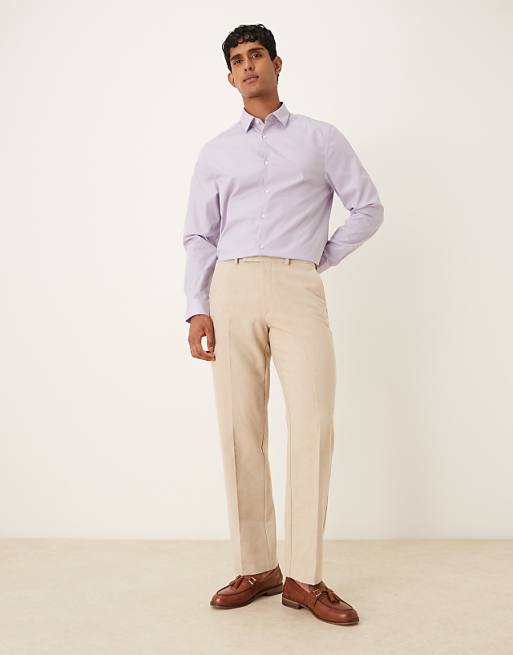 DESIGN formal easy iron poplin regular shirt in lilac
