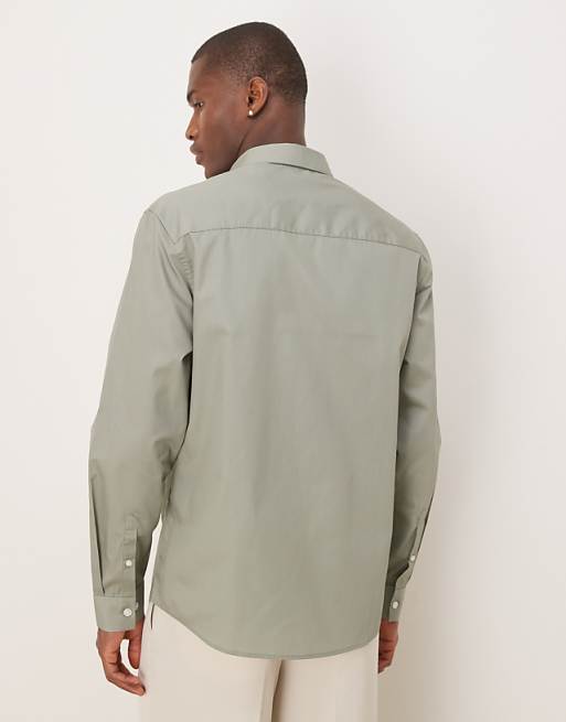 DESIGN Formal Easy Iron Poplin Regular Shirt In Dark Sage